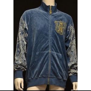 Medium Christian Audigier Blue Skull track Jacket